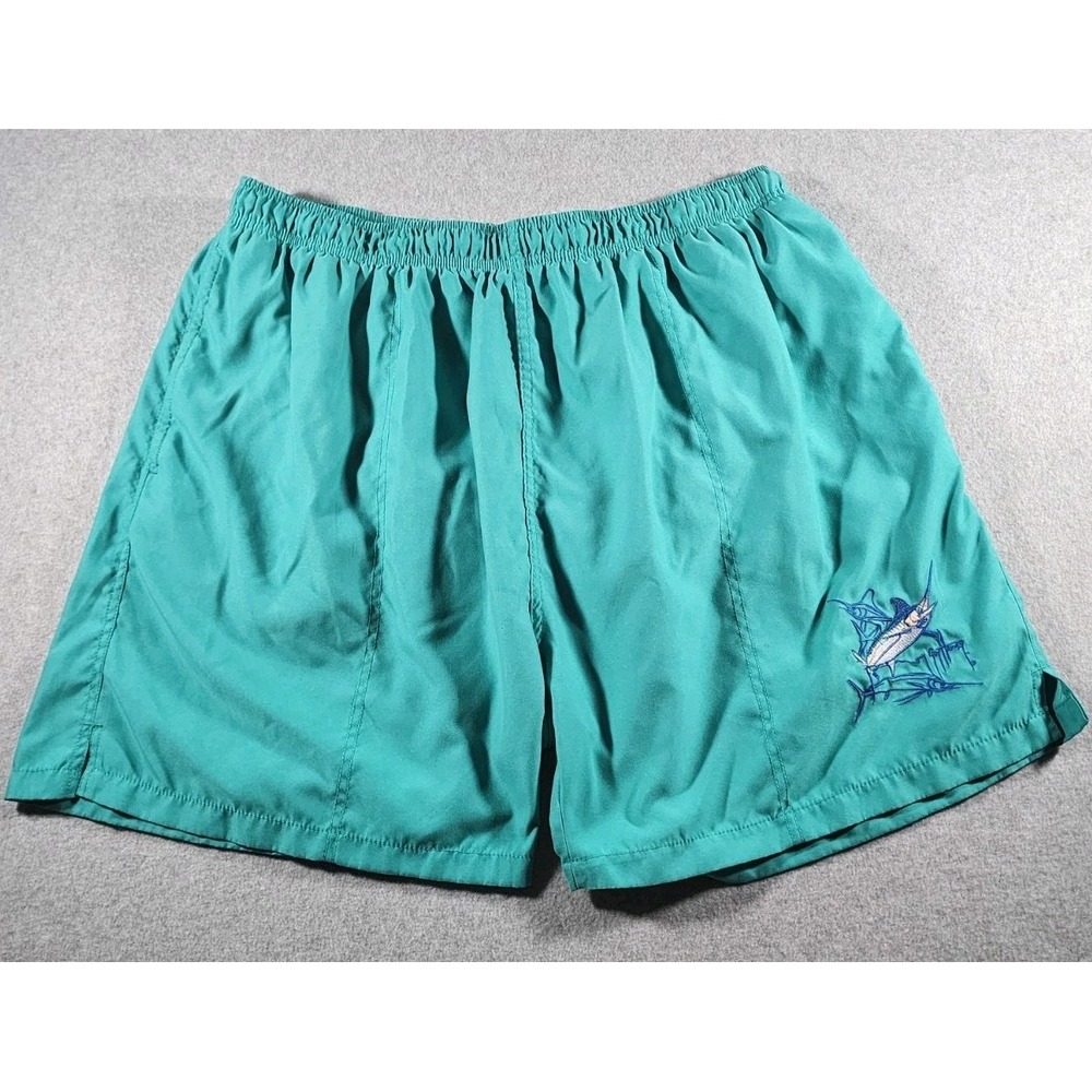 Guy Harvey Men's Embroidered Swim Trunks Board Shorts, Size 2XL, Green 6" Inseam